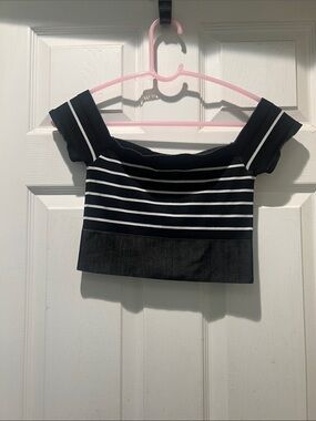 BDG Black and White Striped Top